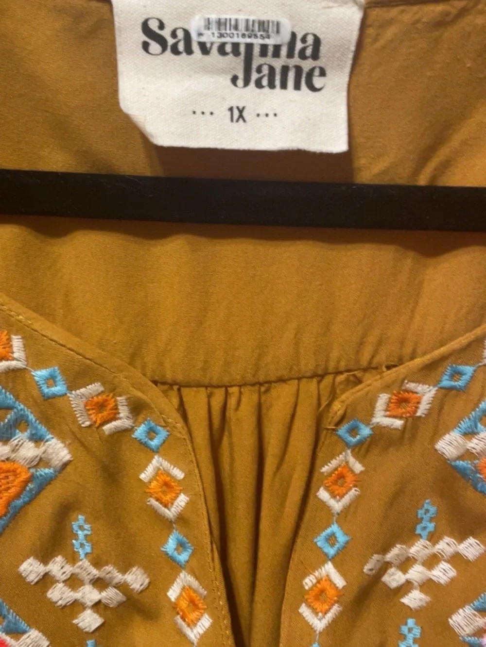 Savanna Jane Mustard Floral Embroidered Blouse - Picture 3 of 4